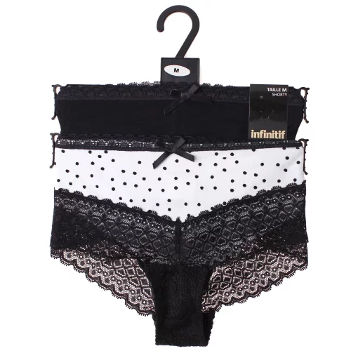 Труси Infinitif SHO SHORT F чорний, білий Жін S