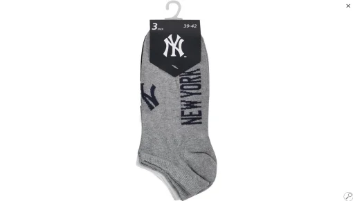 Шкарпетки New York Yankees 3 pk Sneaker чорний, білий, сірий Уні 43-46