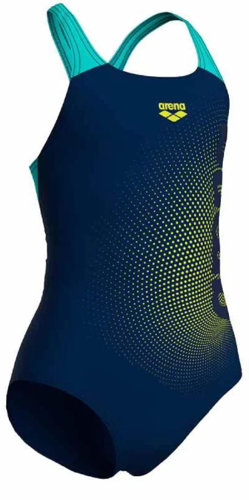 Купальник для дівчат Arena DIM LIGHT SWIMSUIT SWIM PRO BA чорний, жовтий, бірюзовий Діт 116 см