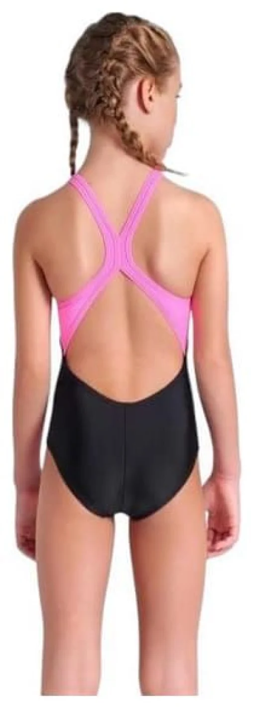 Купальник для дівчат Arena RHYTHM SWIMSUIT V BACK L чорний, рожевий Діт