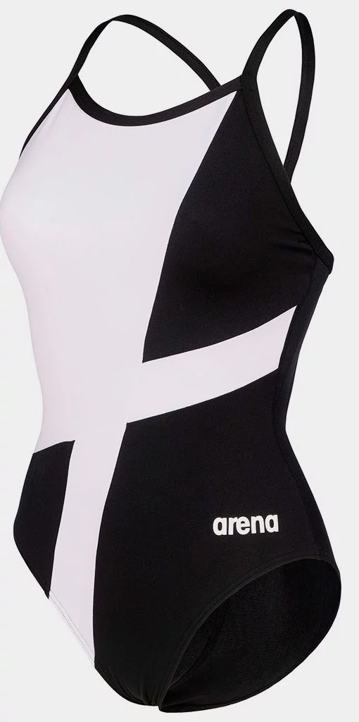 Купальник закритий для жінок Arena DIAMOND SWIMSUIT LIGHTDROP BAC чорний, білий Жін