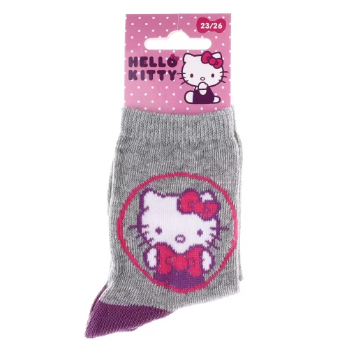 Шкарпетки HELLO KITTY TETE HK + ECRITURE сірий, пурпурний Діт 19-22, арт.32770-3
