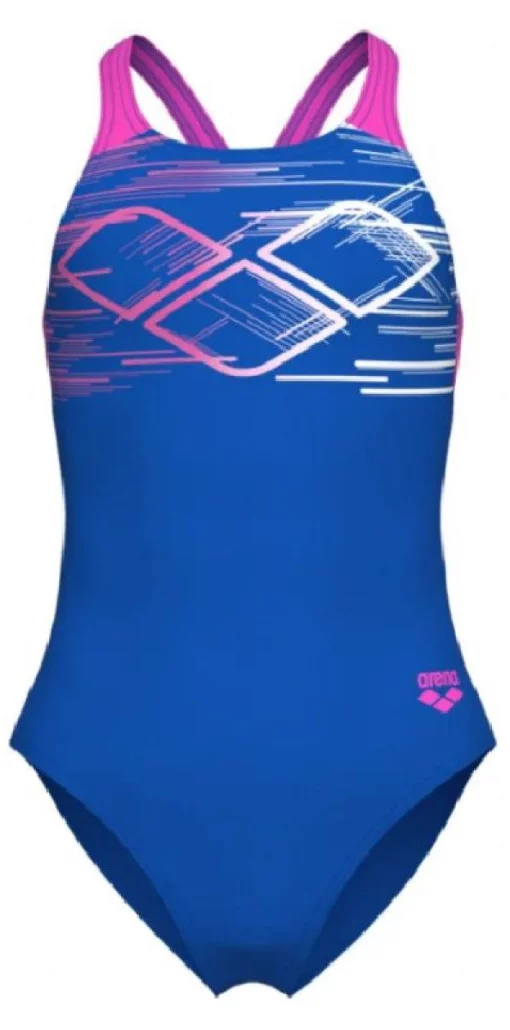 Купальник для дівчат Arena PASTIME SWIMSUIT V BACK синій, рожевий, бірюзовий Діт 116 см