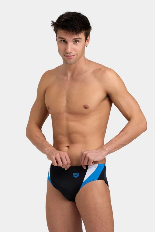 Плавки-сліпи Arena SWIM BRIEFS PANEL чорний, білий, блакитний Чол 80