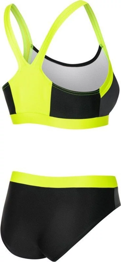 Купальник роздільний для жінок Aqua Speed NAOMI 7107 чорний, сірий, флуоресцентний жовтий Жін 34