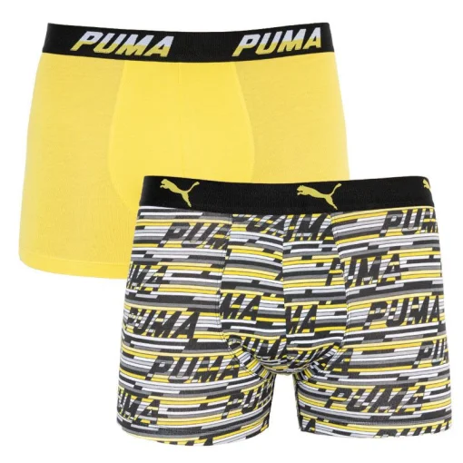 Труси-боксери Puma LOGO AOP BOXER 2P сірий, жовтий Чол M