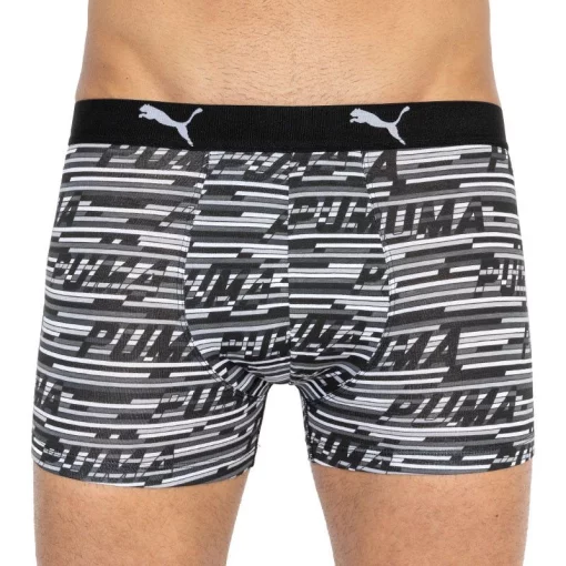 Труси-боксери Puma LOGO AOP BOXER 2P сірий, білий, чорний Чол S