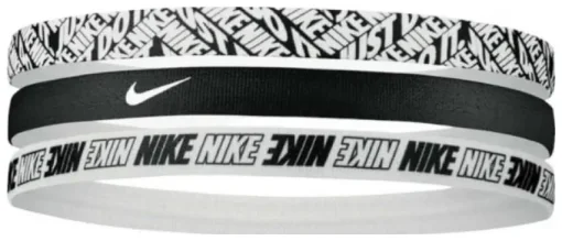 Пов'язка на голову Nike Printed Headbands 3PK чорний, білий Уні One Size
