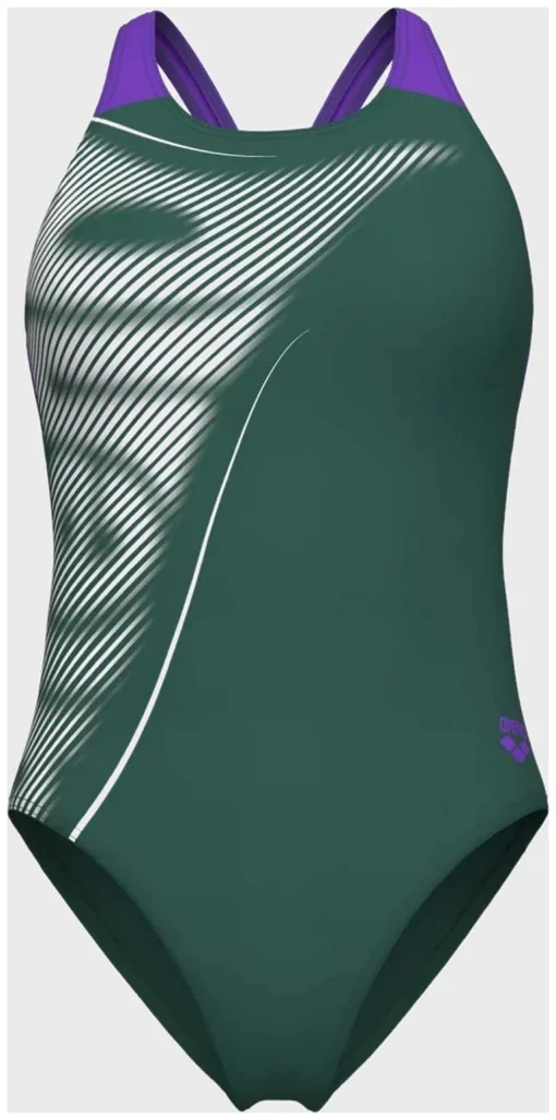 Купальник закритий для жінок Arena BRIGHT GLARE SWIMSUIT V BACK зелений Жін 40