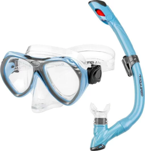 Набір маска і трубка Aqua Speed AURA + EVO 9945 блакитний Діт One Size