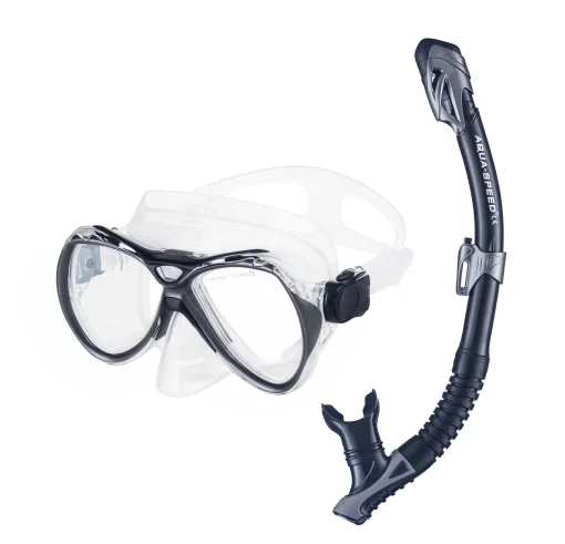 Набір маска і трубка Aqua Speed Manus + Borneo 8238 чорний Уні OSFM