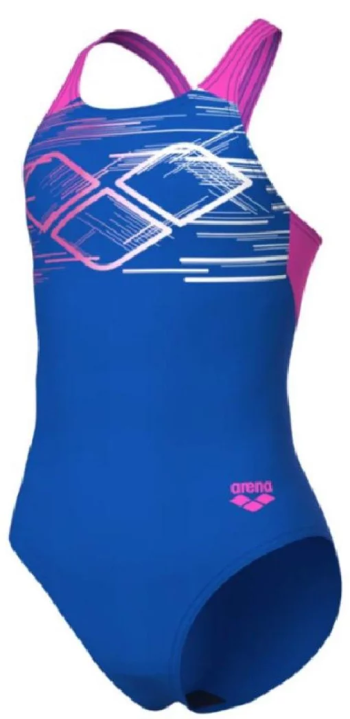 Купальник для дівчат Arena PASTIME SWIMSUIT V BACK синій, рожевий, бірюзовий Діт 116 см