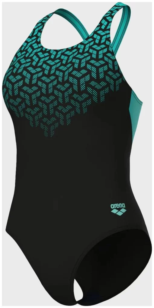 Купальник закритий для жінок Arena KIKKO V SWIMSUIT V BACK GRAPHI чорний, зелений Жін