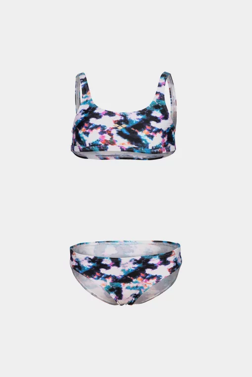 Купальник для дівчат Arena TIE AND DYE BIKINI TOP білий, синій, мультиколор Діт 164см