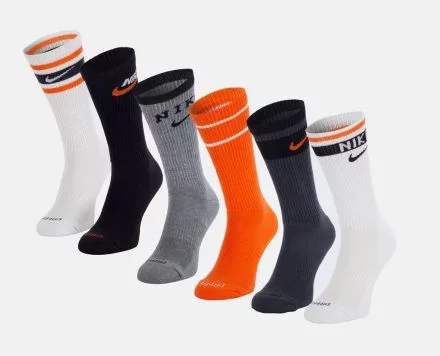 Шкарпетки Nike U NK ED PLS CSH CRW 6P 144 RTO білий, чорний, сірий, помаранчевий Уні 42-46
