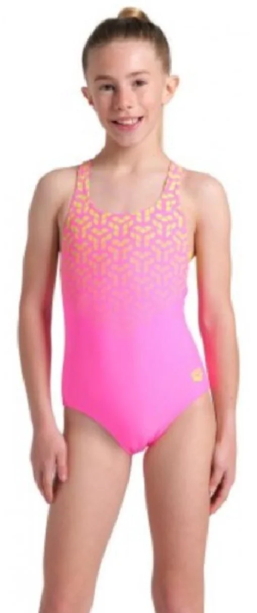 Купальник для дівчат Arena KIKKO V SWIMSUIT SWIM PRO BACK фіолетовий, жовтий Діт 128 см