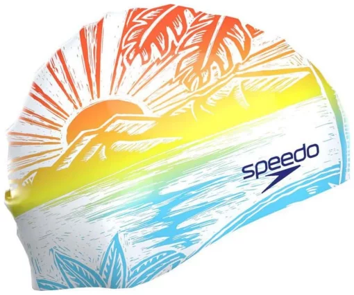 Шапка для плавання Speedo SLOGAN PRT CAP AU/AF/AM білий, синій, помаранчевий Уні One Size