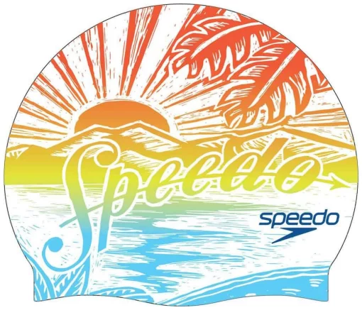 Шапка для плавання Speedo SLOGAN PRT CAP AU/AF/AM білий, синій, помаранчевий Уні One Size