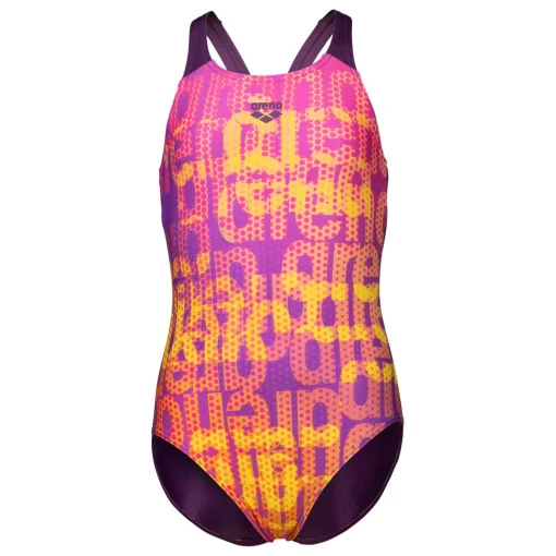 Купальник для дівчат Arena MULTI COLOURS SWIMSUIT V BACK сливовий, мультиколор Діт 152 см