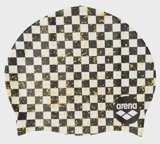 Шапка для плавання Arena PRINT JR чорний, білий, жовтий Діт OSFM