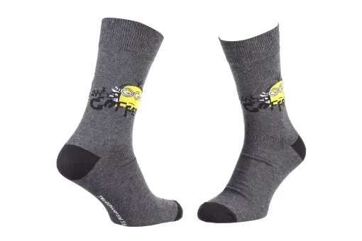 Шкарпетки Minion NEED COFFEE світло-сірий Діт 39-42