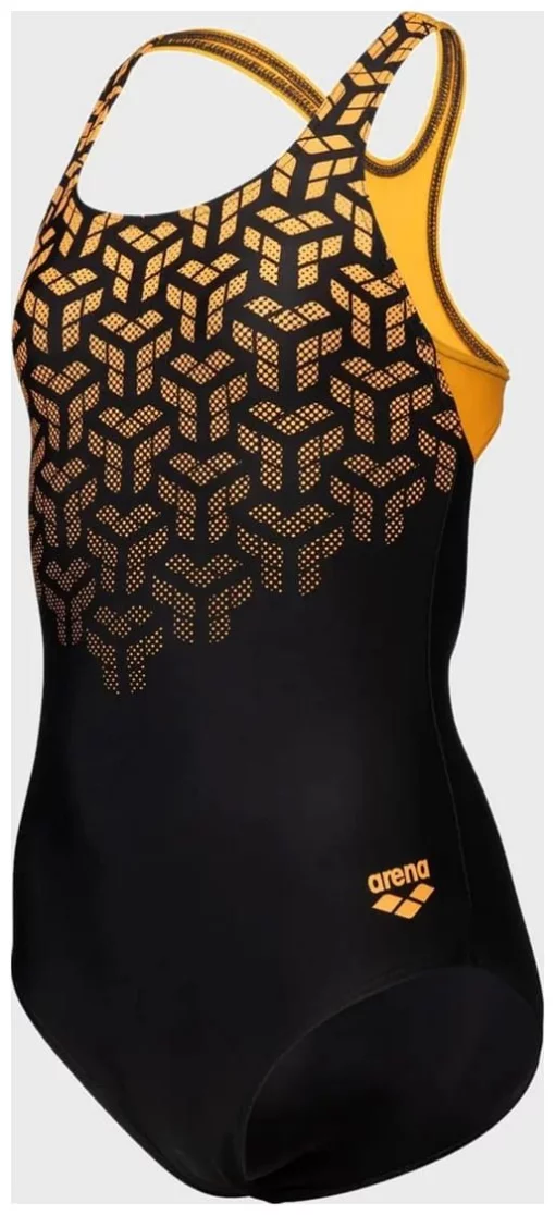Купальник закритий для дівчат Arena KIKKO V SWIMSUIT SWIM PRO BACK чорний, жовтий Діт 152 см