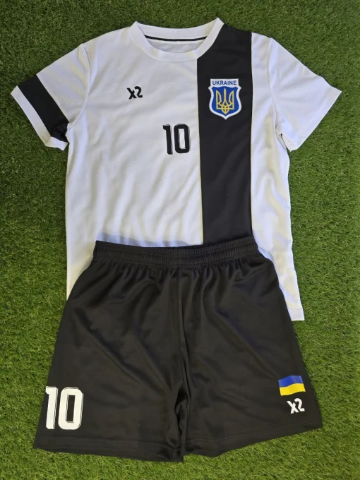 Футбольна форма X2 League біло-чорна (футболка+шорти), розмір L