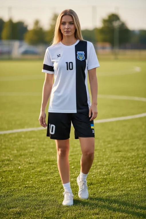 Футбольна форма X2 League біло-чорна (футболка+шорти), розмір L