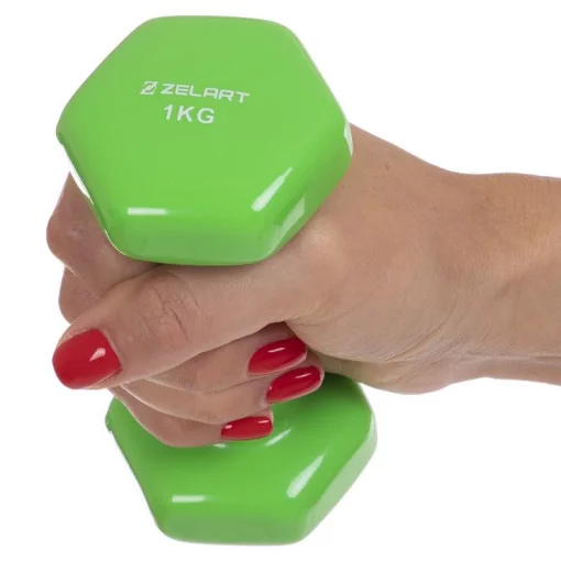 Гантеля з вініловим покриттям Zelart TA-2777-1 1шт x 1 кг, салатовий