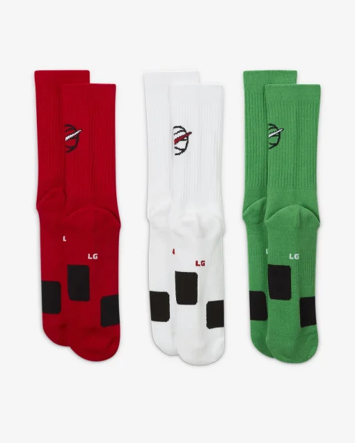 Шкарпетки Nike U NK CREW EVERYDAY BBALL 3PR білий, зелений, червоний Уні 38-42
