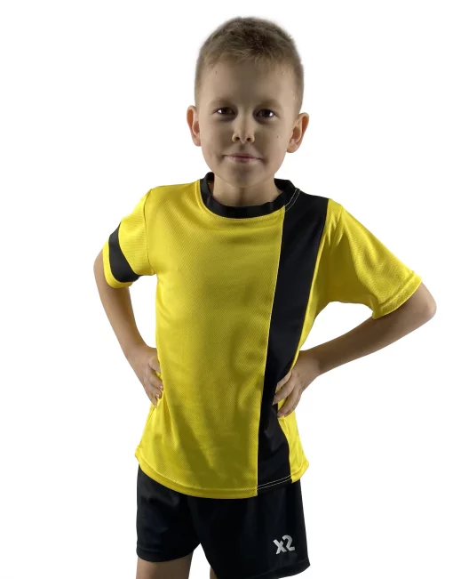 Дитяча футбольна форма X2 (футболка+шорти), розмір XL (жовтий/чорний) DX2001Y/BK-XL