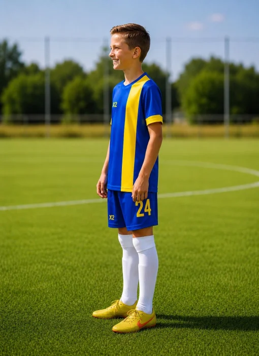 Дитяча футбольна форма X2 League (футболка+шорти), розмір S (синій/жовтий)