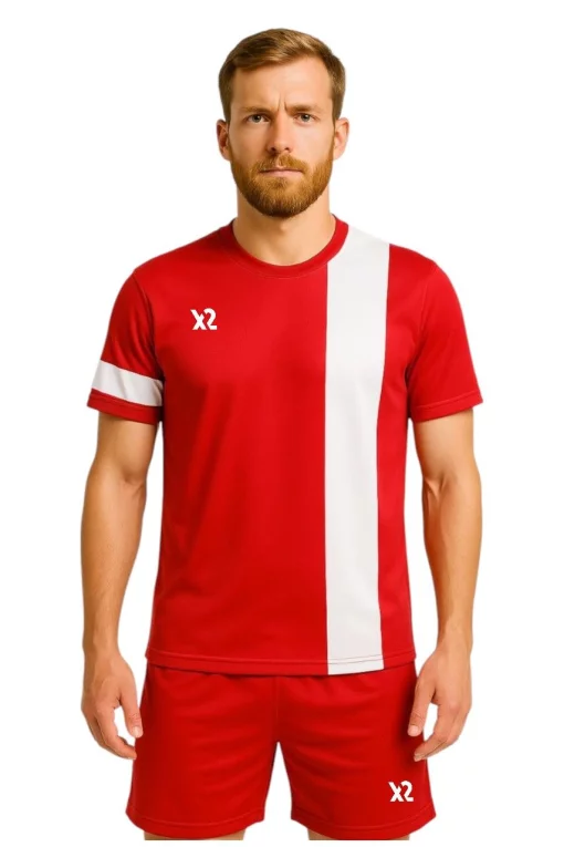 Футбольна форма X2 League червоно-біла (футболка+шорти), розмір XL