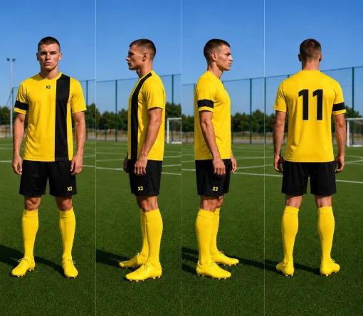 Футбольна форма X2 League (футболка+шорти), розмір L (жовтий/чорний)