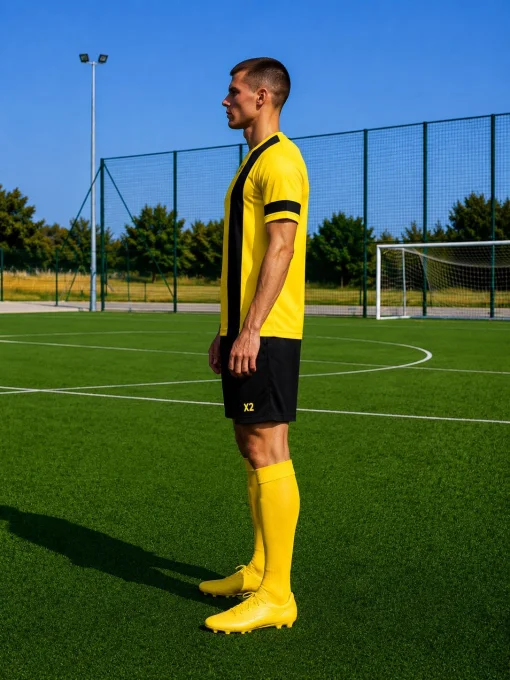 Футбольна форма X2 League (футболка+шорти), розмір M (жовтий/чорний)