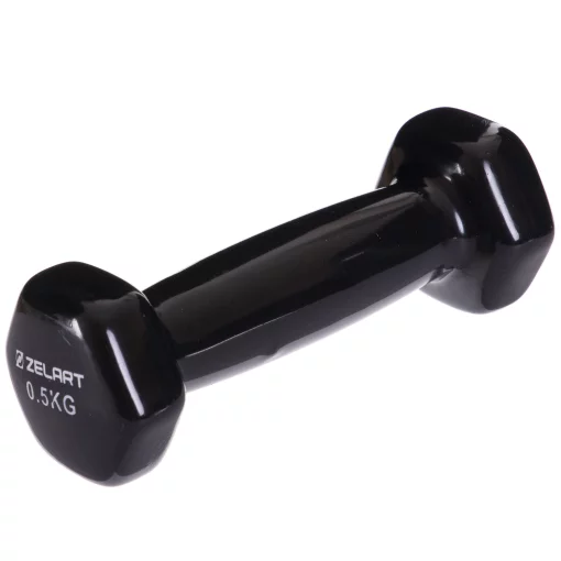 Гантель с виниловым покрытием Zelart TA-2777-0_5 1шт x 0.5кг, black (TA-2777-0_5(BK))