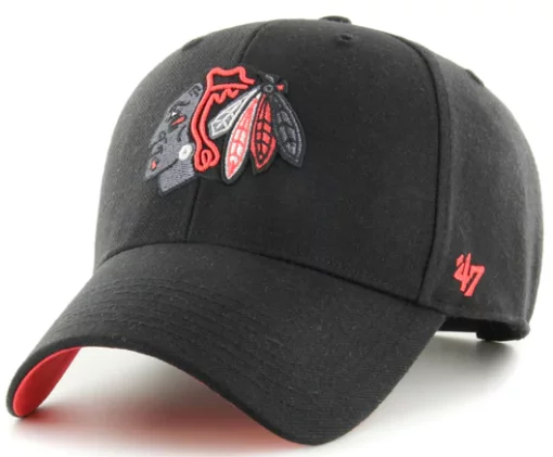Кепка 47 Brand CHICAGO BLACKHAWKS SURE SHOT чорний, червоний Уні OSFA