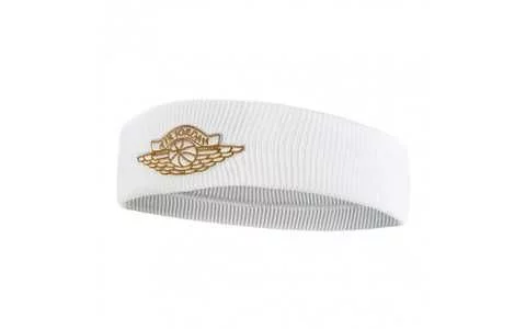 Пов'язка на голову Nike JORDAN WINGS HEADBAND 2.0 WHITE/METALLIC GOLD OSFM білий, золотий OSFM (J.000.3604.109.OS)
