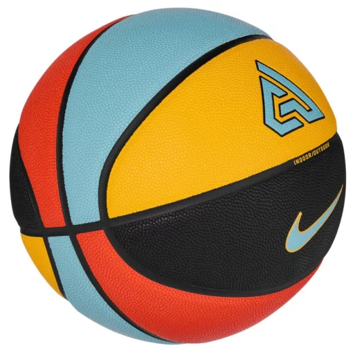 М'яч баскетбольний Nike ALL COURT 2.0 8P G ANTETOKOUNMPO DEFLATED чорний, жовтий, блакитний, червоний Уні 7