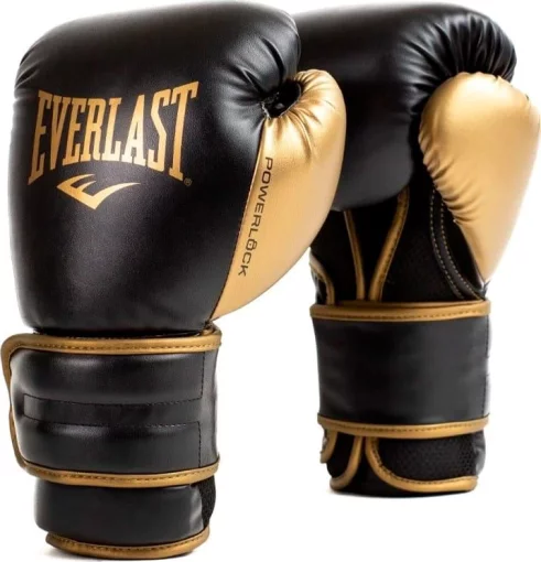 Боксерські рукавиці Everlast POWERLOCK 2R TRAINING GLOVE чорний, золотий 10 унцій (P00002661)