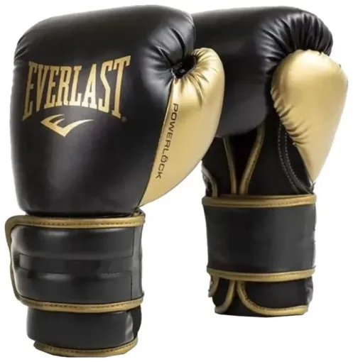 Боксерські рукавиці EVERLAST POWERLOCK 2R TRAINING GLOVE чорний, золотий Уні 12 унцій