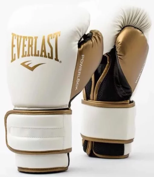 Боксерські рукавиці Everlast POWERLOCK 2R TRAINING GLOVE білий, золотий Уні 10 унцій (P00003048)