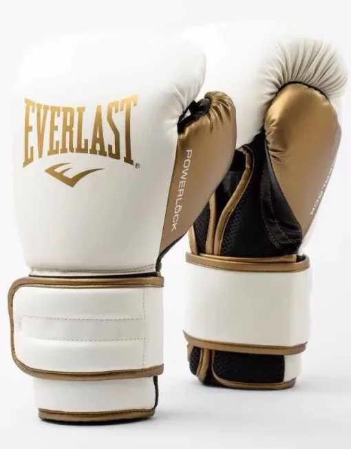 Боксерські рукавиці Everlast POWERLOCK 2R TRAINING GLOVE білий, золотий Уні 16 унцій