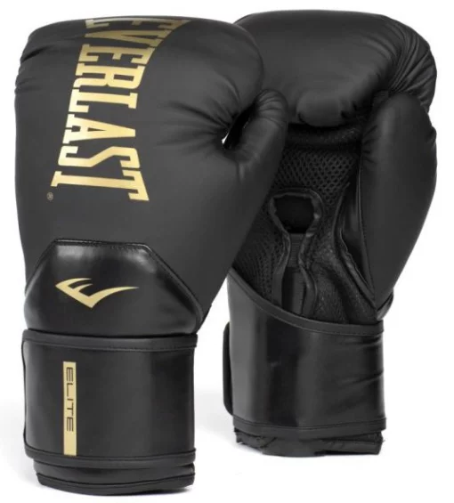Боксерські рукавиці Everlast ELITE 2 BOXING GLOVES чорний, золотий Уні 16 унцій