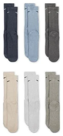 Шкарпетки Nike U NK ED PLS CSH CRW 6PR - 132 сірий, бежевий, блакитний Чол 46-50