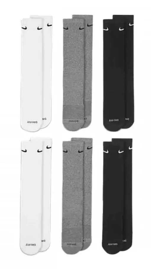 Шкарпетки Nike U NK ED PLS CSH CRW 6PR - 132 чорний, сірий, білий Чол 42-46